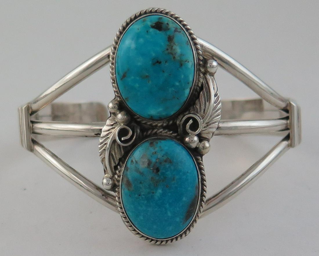 Sterling Silver & Quality Turquoise Cuff Bracelet (1 of 7)
