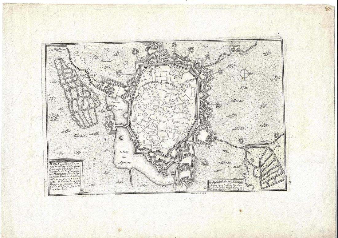 1705 Engraved Plan Fortified Island De Fer (1 of 1)