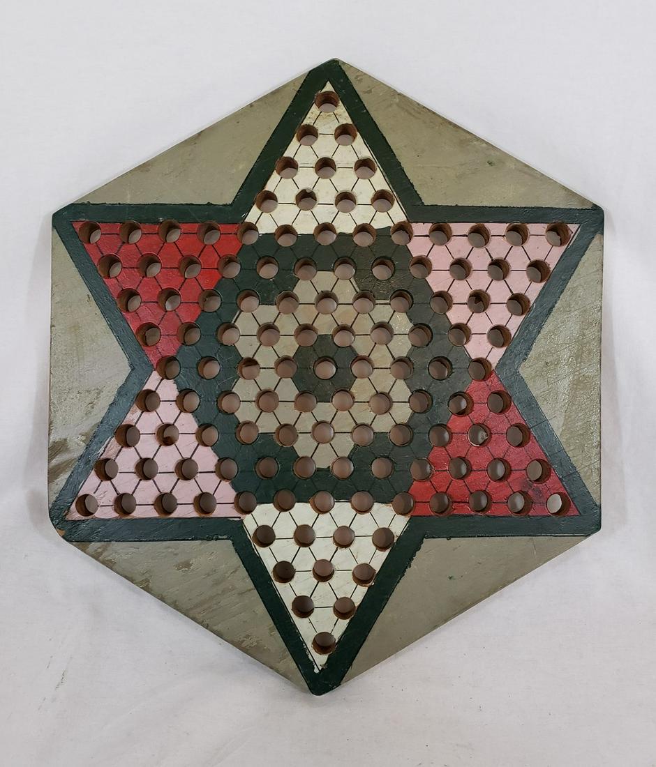 Painted homemade Chinese checkers board ca 1930's (1 of 3)