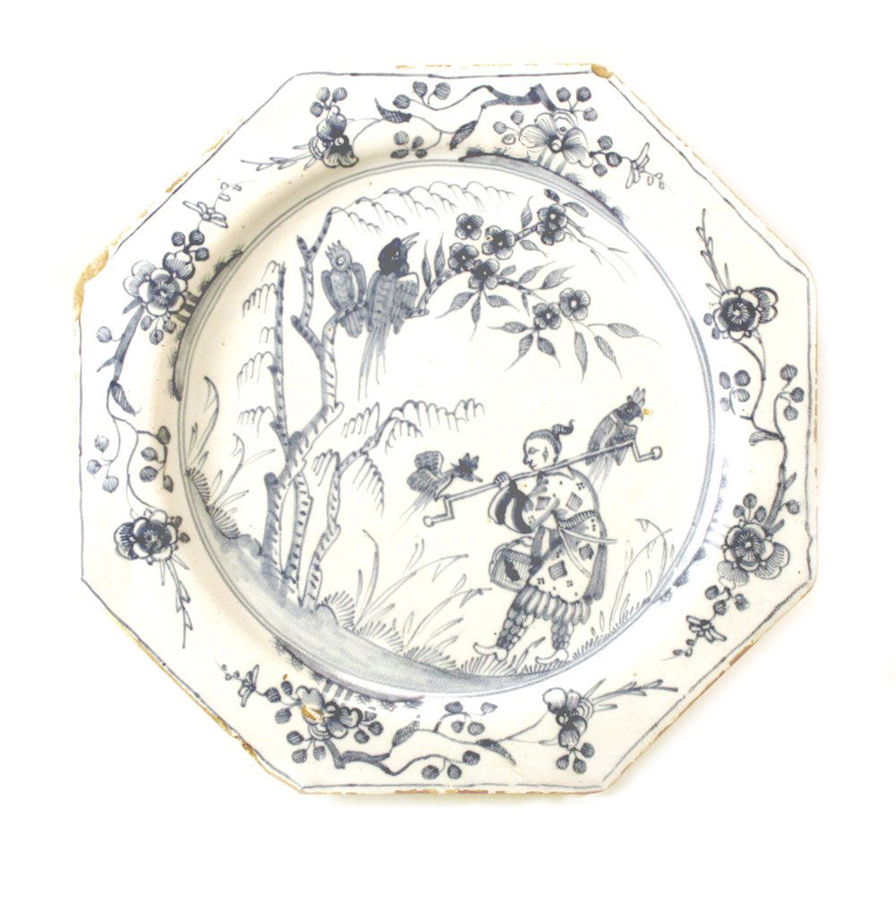 A scarce Liverpool delft large size octagonal delft (1 of 2)