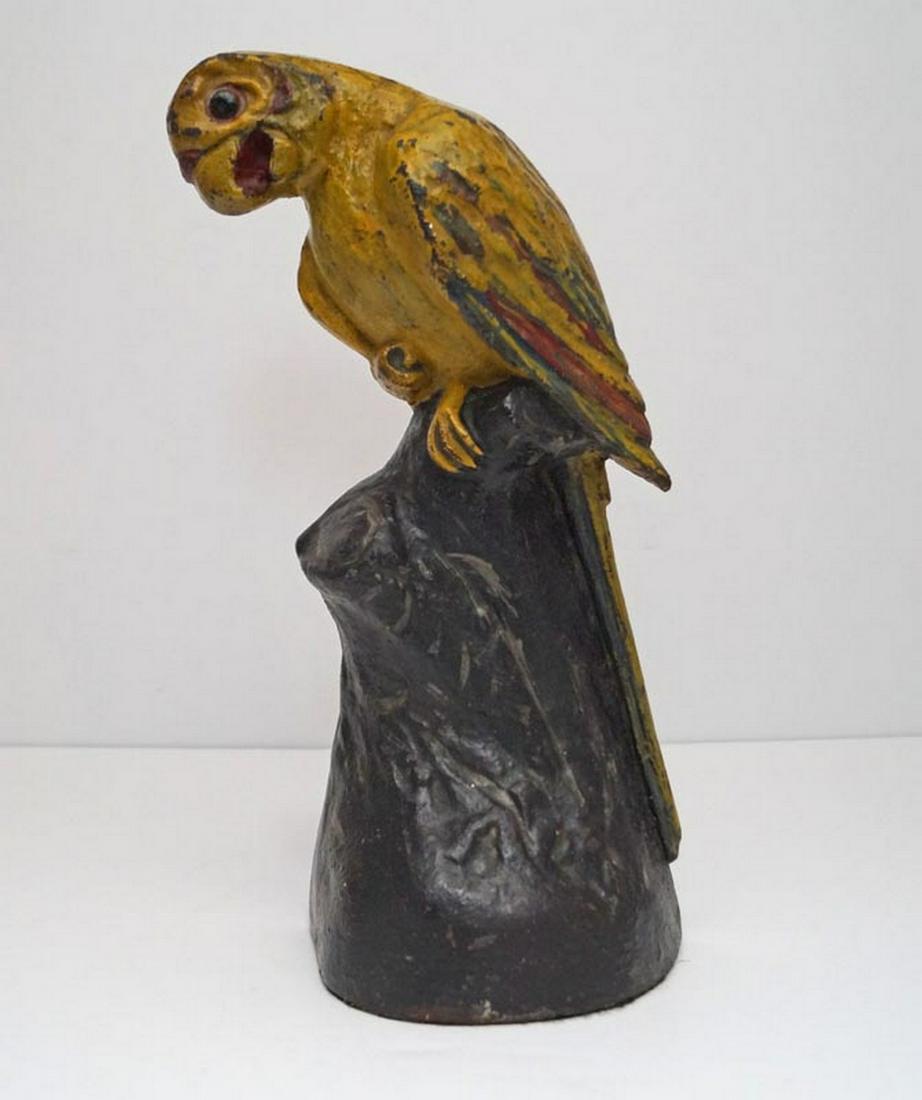 Antique Parrot on Stump Bird Cast Iron Doorstop (1 of 5)
