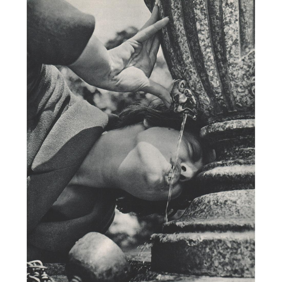 JULIET A. SCOTT ELLIOT - Girl at Fountain: No Reserve! Artist: JULIET A. SCOTT ELLIOT Print Title: Girl at Fountain Medium: Sheet-fed Gravure Printing Date: 1960's Printed in England Image Size approx: 9.5 x 7.75 inches Shipping: Domestic: Fla