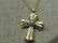 Sterling Gold Vermeil Emerald Diamond Cross Necklace, - 5