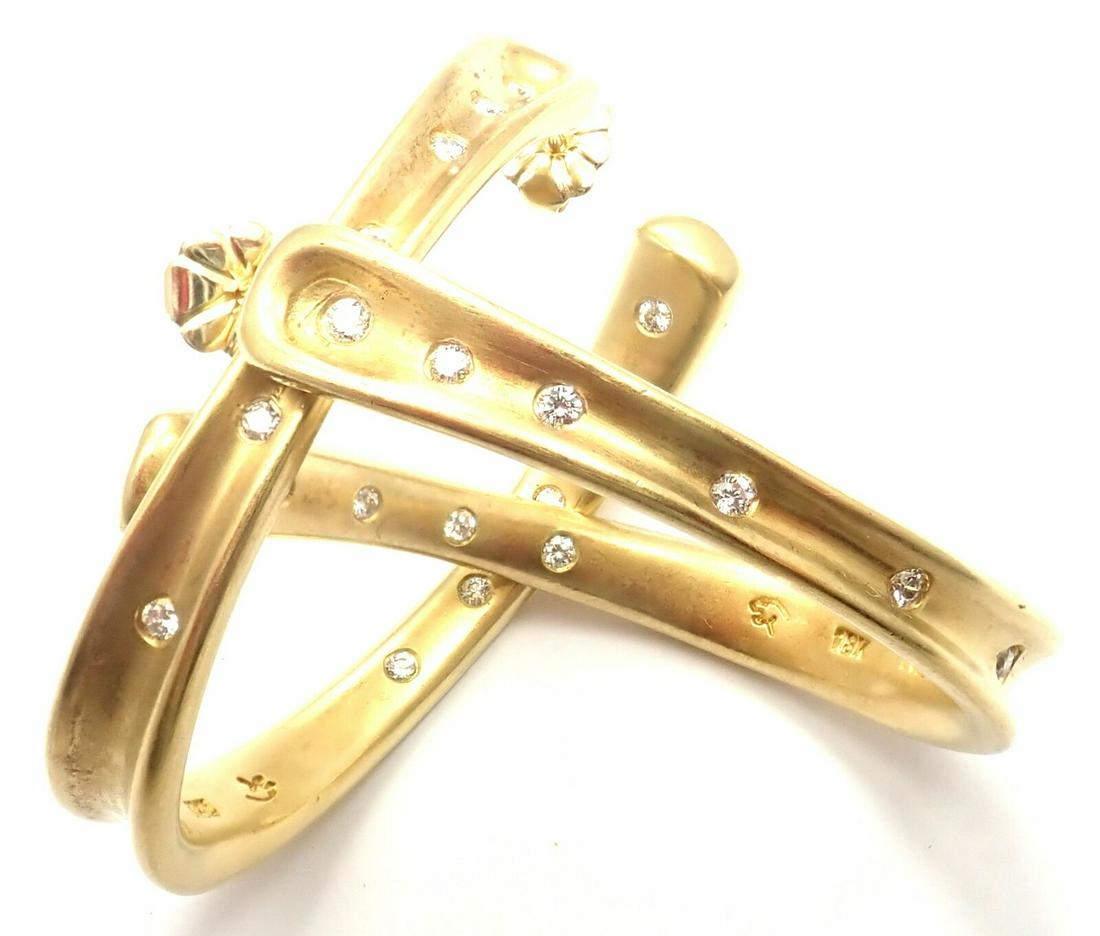 Authentic! Robert Lee Morris 18k Yellow Gold Diamond: Authentic! Robert Lee Morris 18k Yellow Gold Diamond Hoop Earrings Product Description About This Piece: Authentic! Robert Lee Morris 18k Yellow Gold Diamond Hoop Earrings You are bidding on an Authen