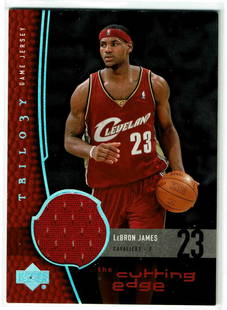 2004-05 Upper Deck Trilogy The Cutting Edge #LJ LeBron: 2004-05 Upper Deck Trilogy The Cutting Edge #LJ LeBron James SP game-worn jersey card Reserve: $75.00 Shipping: Domestic: Flat-rate of $3.50 to anywhere within the contiguous U.S. International: Forei