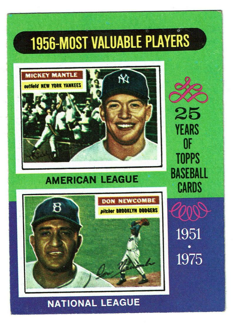 1975 Topps MVPs of 1956 Mantle/Newcomb; e (~VB300~) (1 of 2)