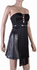 New Versace Black Silk Fringe Top and Leather Skirt - 2