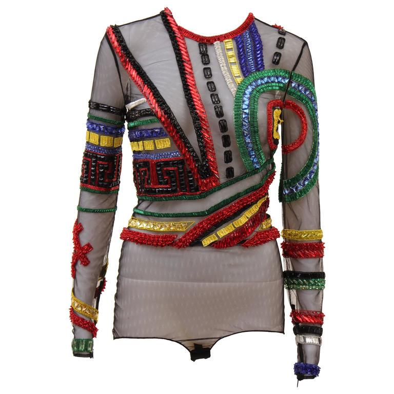 New VERSACE EMBELLISHED TULLE BODYSUIT TOP (1 of 6)