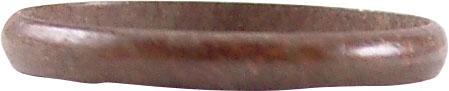 RARE COPPER VIKING RING, 900-1050 AD JEWELRY, S 6 ½: No Reserve! Size 6 1/2. 2.3mm width. Well rounded section. As found condition with mottled patina and surface growth of oxidation. Vikings were expert metallurgists. Lovely brown patina. The use of pu