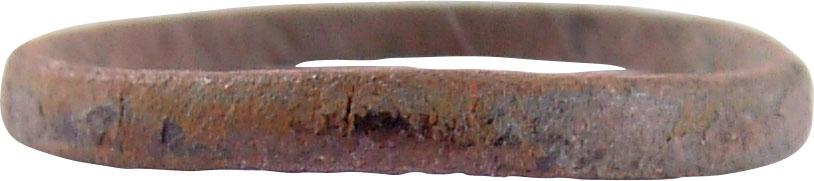 RARE ANCIENT VIKING RING, 900-1050 AD JEWELRY S 5: No Reserve! Size 4 3/4. A woman’s wedding ring worn on the small finger as was the custom. Flat band of 1.9mm width. Surface encrusted with green patina. Gift boxed with certificate of authenticity.