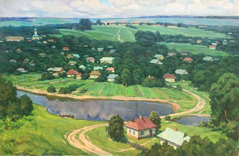 Oil painting Summer landscape Grachev Anatoly: *** ABOUT THIS PAINTING **** TITLE: "Summer landscape"* ARTISTS: Grachev Anatoly Nikolaevich* SIZE: 110x170 cm/'43.30x66.92 inches' * MEDIUM: oil, canvas* HAND PAINTED: Original painting from our coll