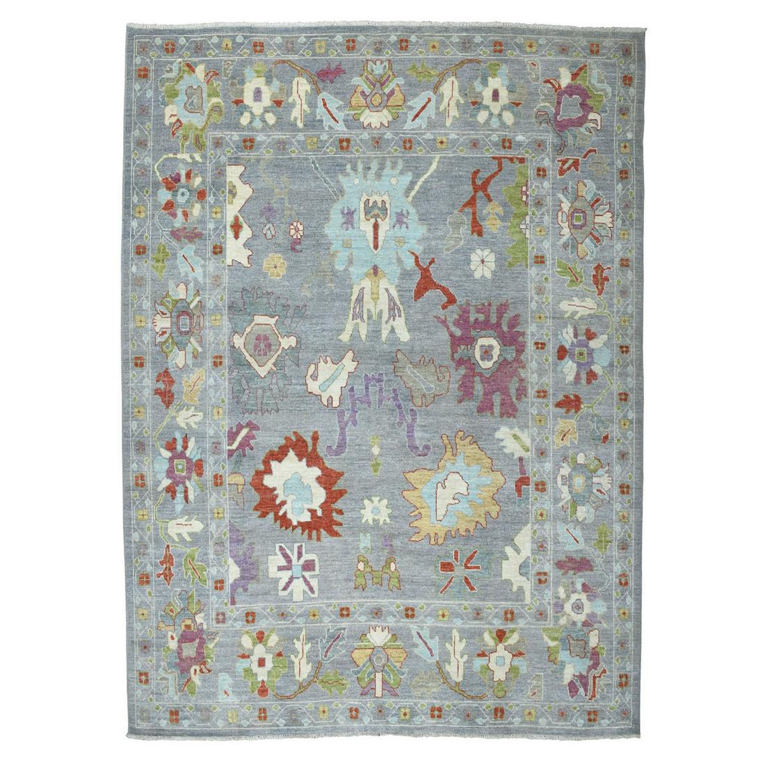 Grey Angora Oushak Pure Wool Hand Knotted Oriental Rug (1 of 12)