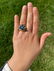 Platinum Ring Sapphire, Emerald, & Diamond Ring with - 16