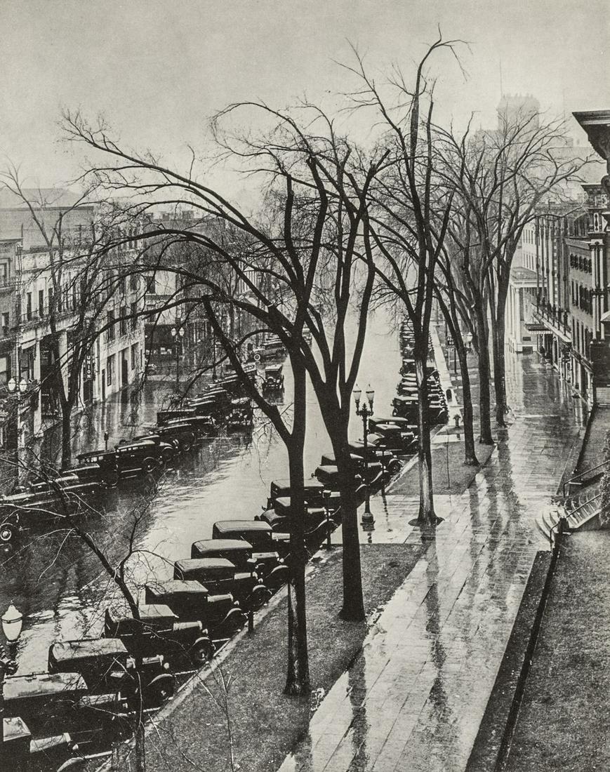 Walker Evans, Main Street, Saratoga Springs, NY, 1931: Artist: Walker Evans Title: Main Street, Saratoga Springs, NY, 1931 Medium: Photo Litho, 1975, USA Dimensions: 6.05x7.65" Additional Information: Heat Wax Mounted on 8.5x11" Conservation Board Artist