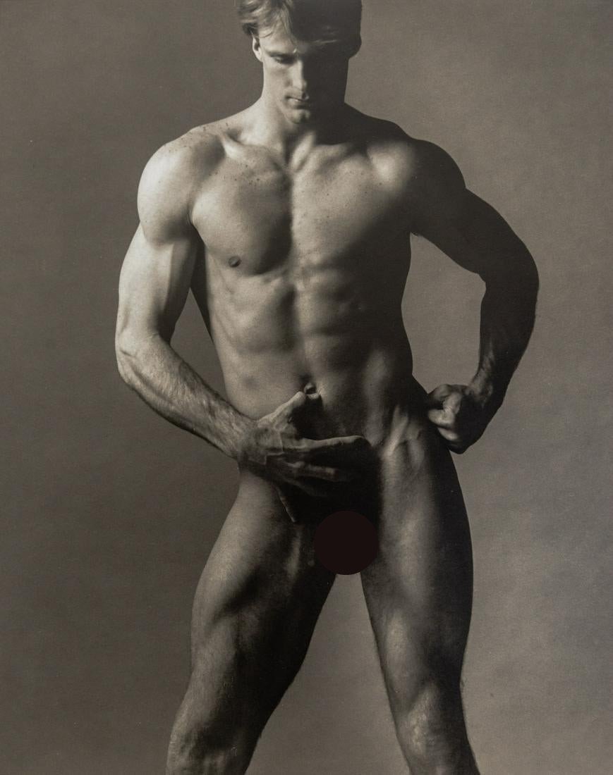 Ken Haak, Male Nude, 1973: Artist: Ken Haak Title: Male Nude, 1973 Medium: Photo Litho, 1986, USA Dimensions: 9x11.4" Additional Information: Heat Wax Mounted on 12x16" Conservation Board Artist Bio:Ken Haak (1923 - 1991) was a