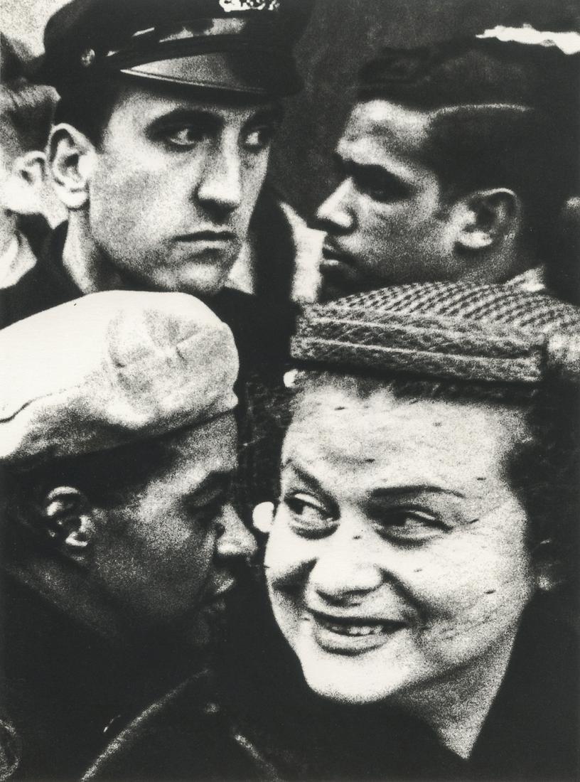 William Klein, Four Heads, New York, 1954: Artist: William Klein Title: Four Heads, New York, 1954 Medium: Photo Litho, 1994, Hong Kong Dimensions: 4.9x6.65" Additional Information: Heat Wax Mounted on 8.5x11" Conservation Board Artist Bio: Wi