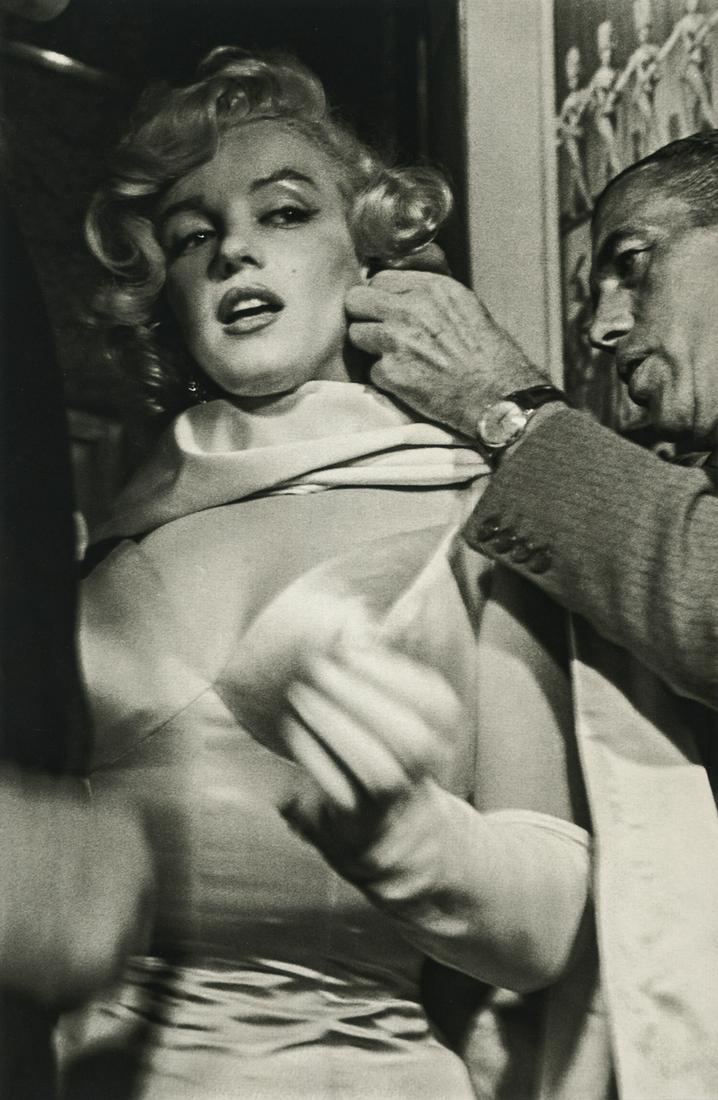 Larry Shaw, Marilyn Monroe, Ed Sullivan, At Premiere: Artist: Larry Shaw Title: Marilyn Monroe, Ed Sullivan, At Premiere 1957 Medium: Photo Litho, 2004, Italy Dimensions: 5.3x8.15" Additional Information: Heat Wax Mounted on 8.5x11" Conservation Board Ar