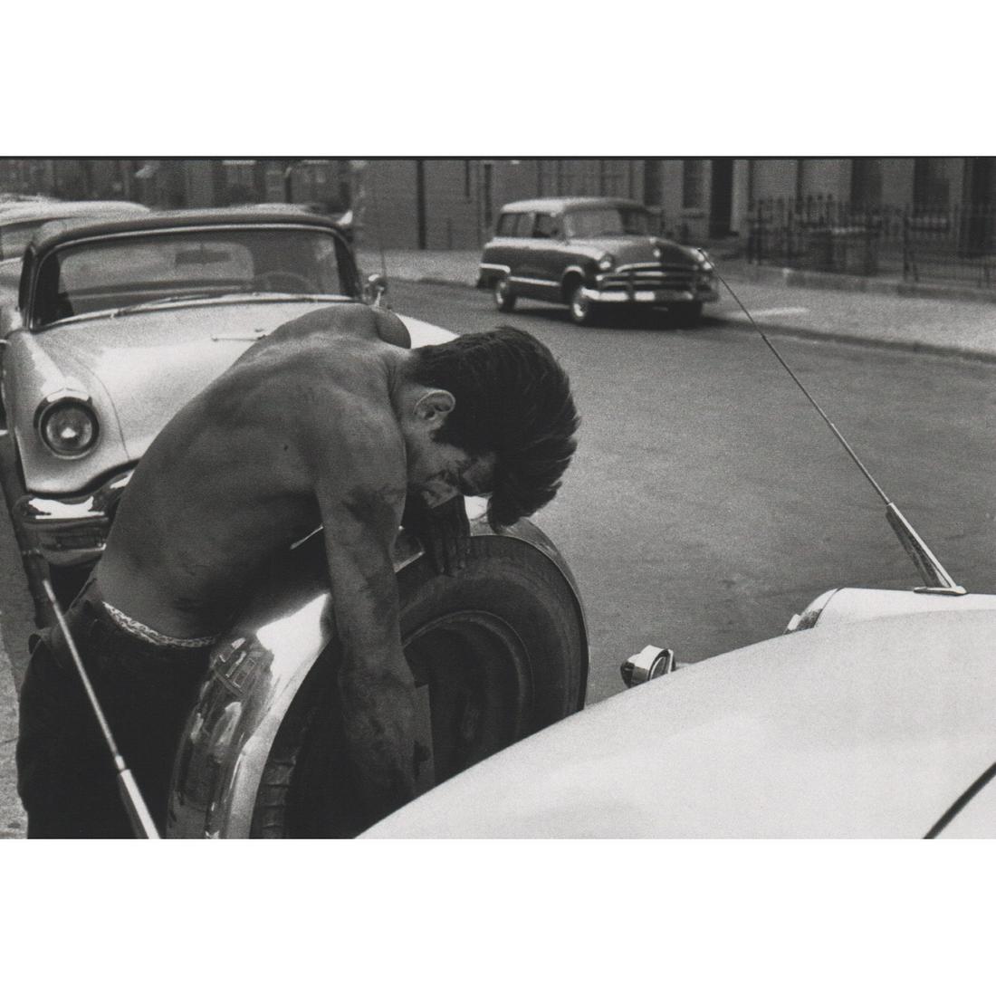BRUCE DAVIDSON - Brooklyn Gang, Checking the Spare (1 of 1)