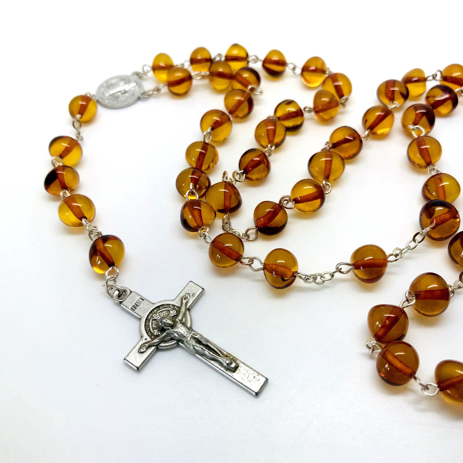 Vintage amber Catholic rosary 5 decades & cross (1 of 9)