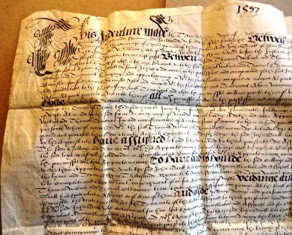 1597 English Elizabethan Indenture Oxford with Seal (1 of 4)