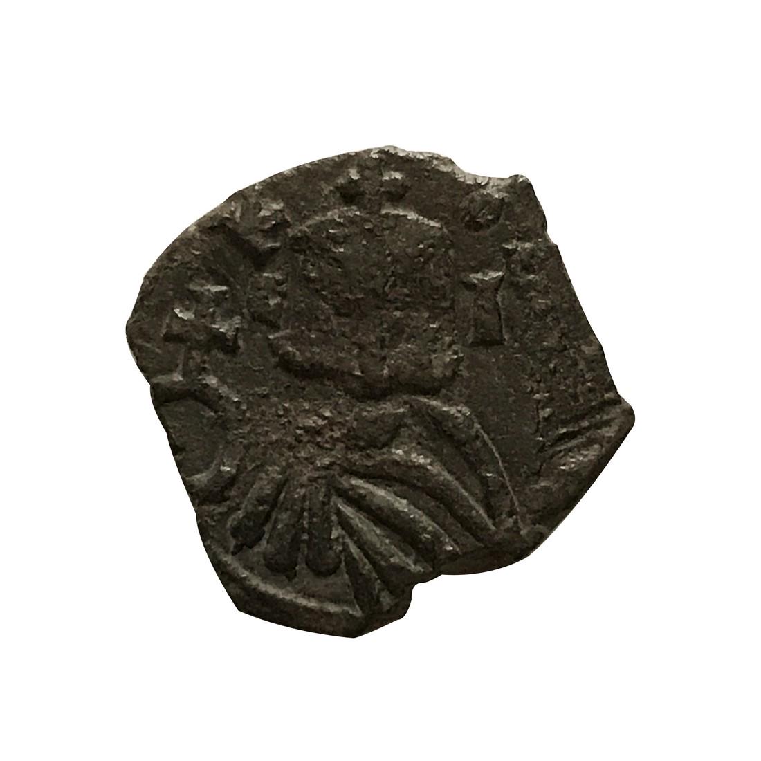 Byzantine Empire, Leo V: Title: Byzantine Empire, Leo V Date/Period: 813-820 C.E. Dimension: 22 mm Material: Bronze follis Description: Byzantine Empire. Leo V the Armenian. 813-820 C.E. Bronze follis. 2.3 grams. 22 mm. Syrac