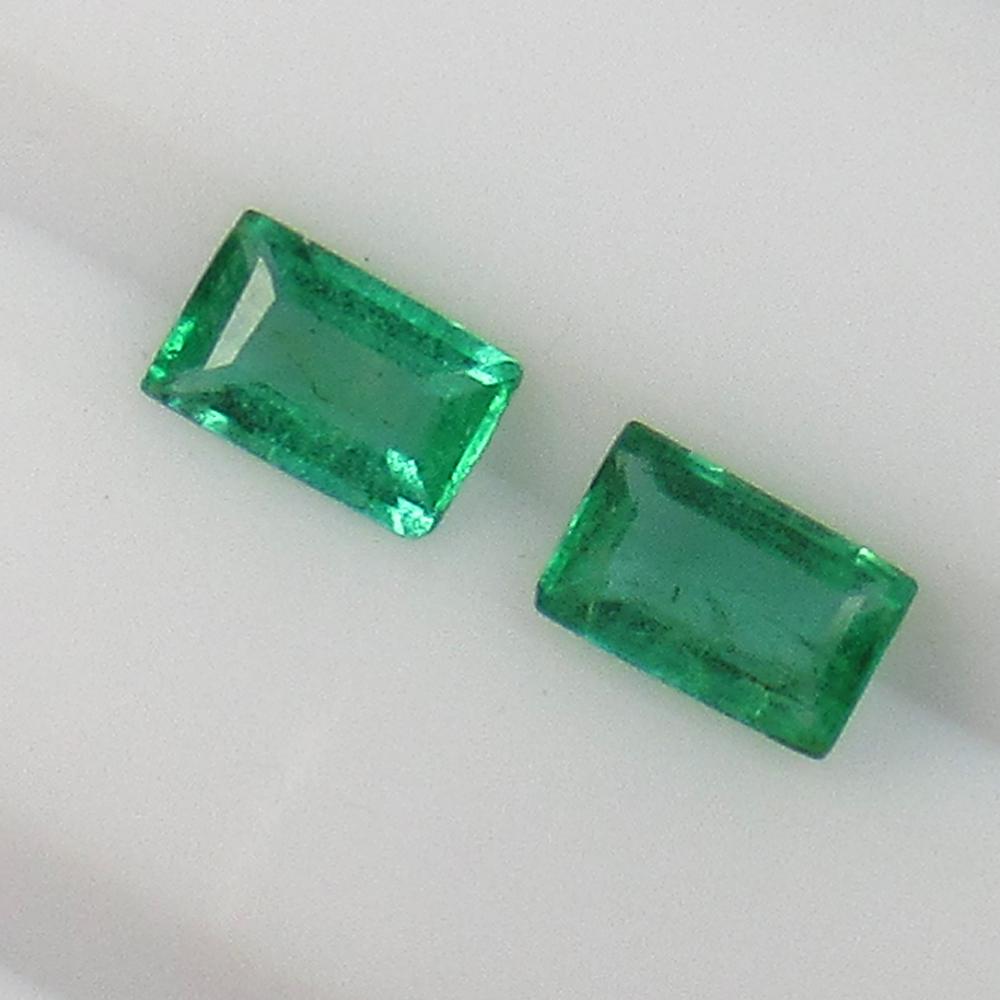 0.66 Ct Natural Zambian Emerald Rectangle Pair (1 of 3)