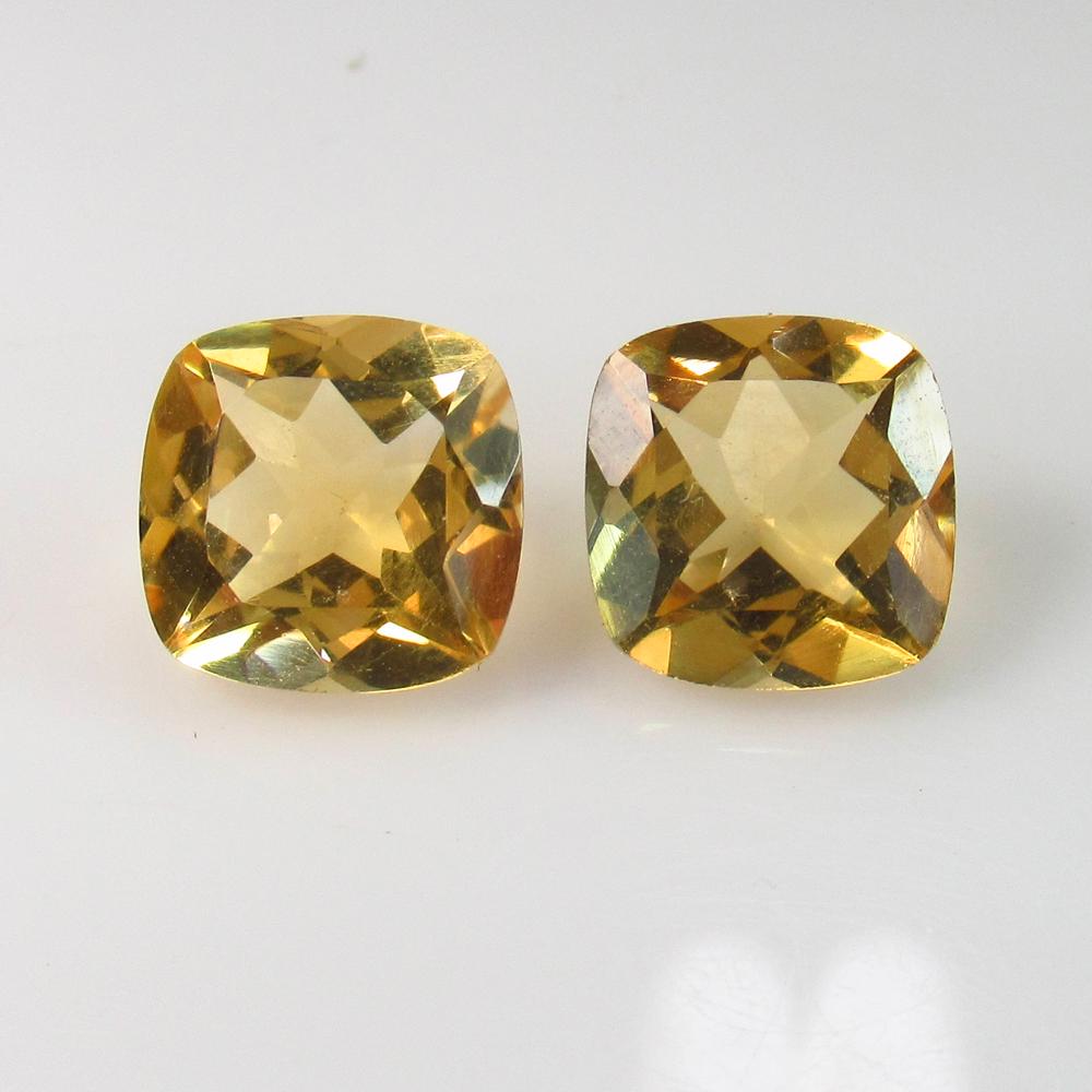 7.21 Ct Natural Yellow Citrine Cushion Pair (1 of 2)