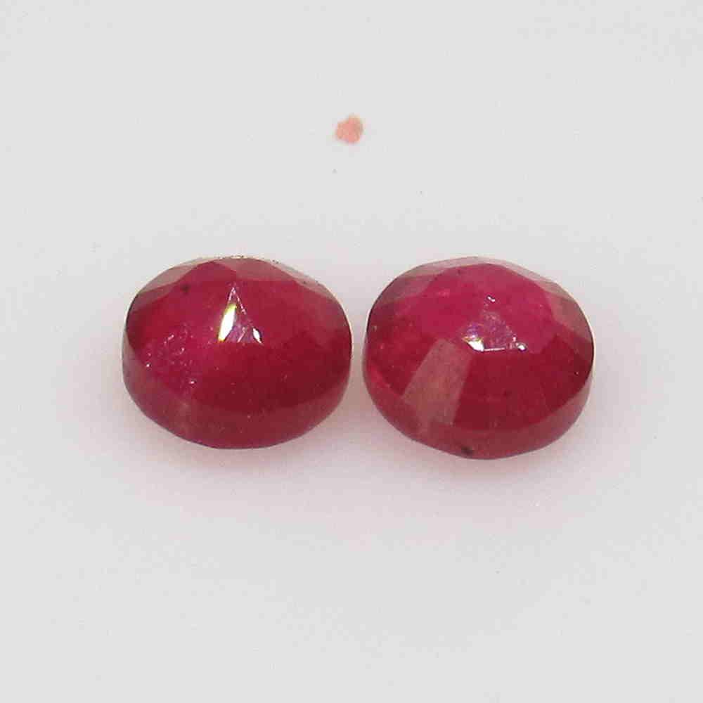 1.18 Ctw Natural  Mozambique Blood Red Ruby Round Pair (1 of 2)