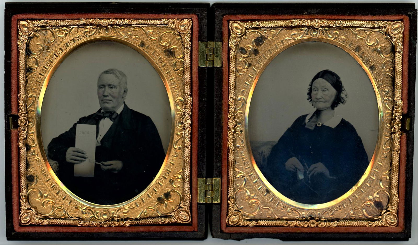 Newspaper Editor and  Wife Sixth plate ambrotypes in (1 of 2)