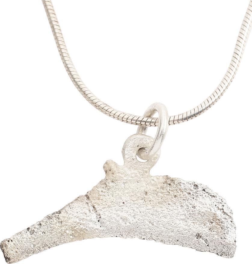 ANCIENT GREEK BRONZE DOLPHIN “COIN” PENDANT NECKLACE: From the Greek Black Sea colony of Olbia which provided slaves, cereal and fish. Before die struck coinage, these dolphin figures served as a means of exchange, vital for commerce to thrive. They are 