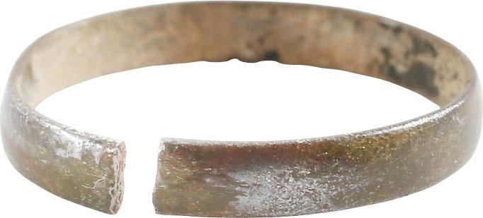 VIKING WOMAN’S WEDDING RING, 866-1067 AD S 5 ¾: No Reserve! Bronze, originally gilt, size 5 ¾. 2.9mm, width with low rounded face. Uncleaned condition as found. Gift boxed with certificate of authenticity. Vikings exchanged rings on the pommel of 