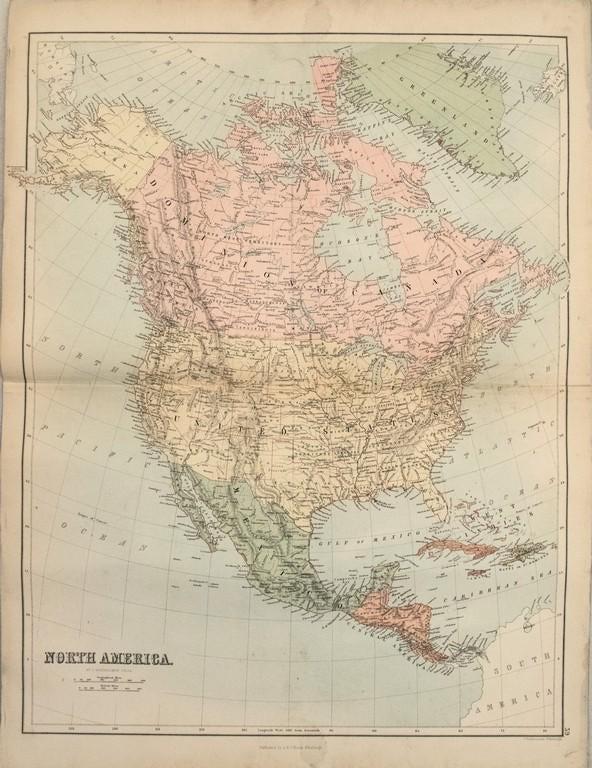 1884 Bartholomew Map of North America -- North America (1 of 1)