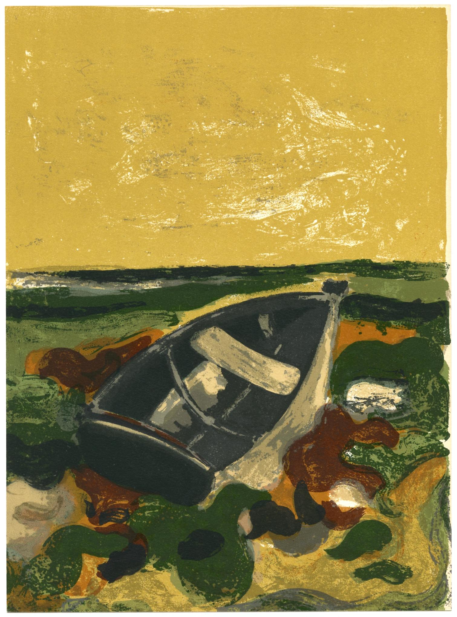 Andre Minaux original lithograph "La barque echouee" (1 of 1)