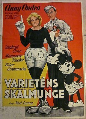 Fair People 1930 Swedish Poster - Rare Mickey Mouse: FAIR PEOPLE - ORIGINAL 1930 SWEDISH POSTER - RARE MICKEY MOUSE IMAGE ANNY ONDRA! Original 1930 Swedish Advertising poster (27 1/2" x 39 1/2") Poster has fold lines, wrinkling, bottom left corner cut
