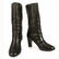 Chanel Black Leather calf height round cap toe boots