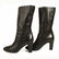 Chanel Black Leather calf height round cap toe boots - 4