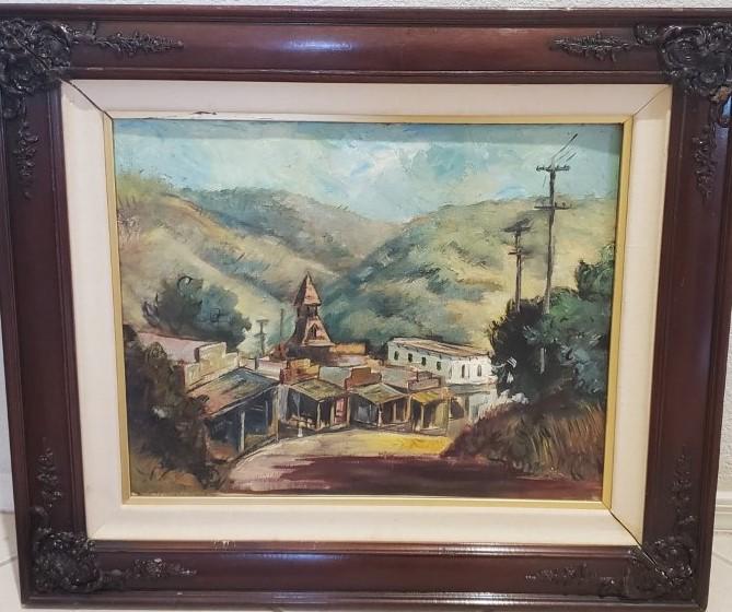 Virginia City/Silver City Mining, LOUIS B. SIEGRIEST: Artist: LOUIS B. SIEGRIEST Title: Virginia City/Silver City Mining Medium: OIL Dimensions: 20 X 24 VIEW 24X28 FRAMED unsigned Description: Louis Siegrist was a native of California, born in Oakland in