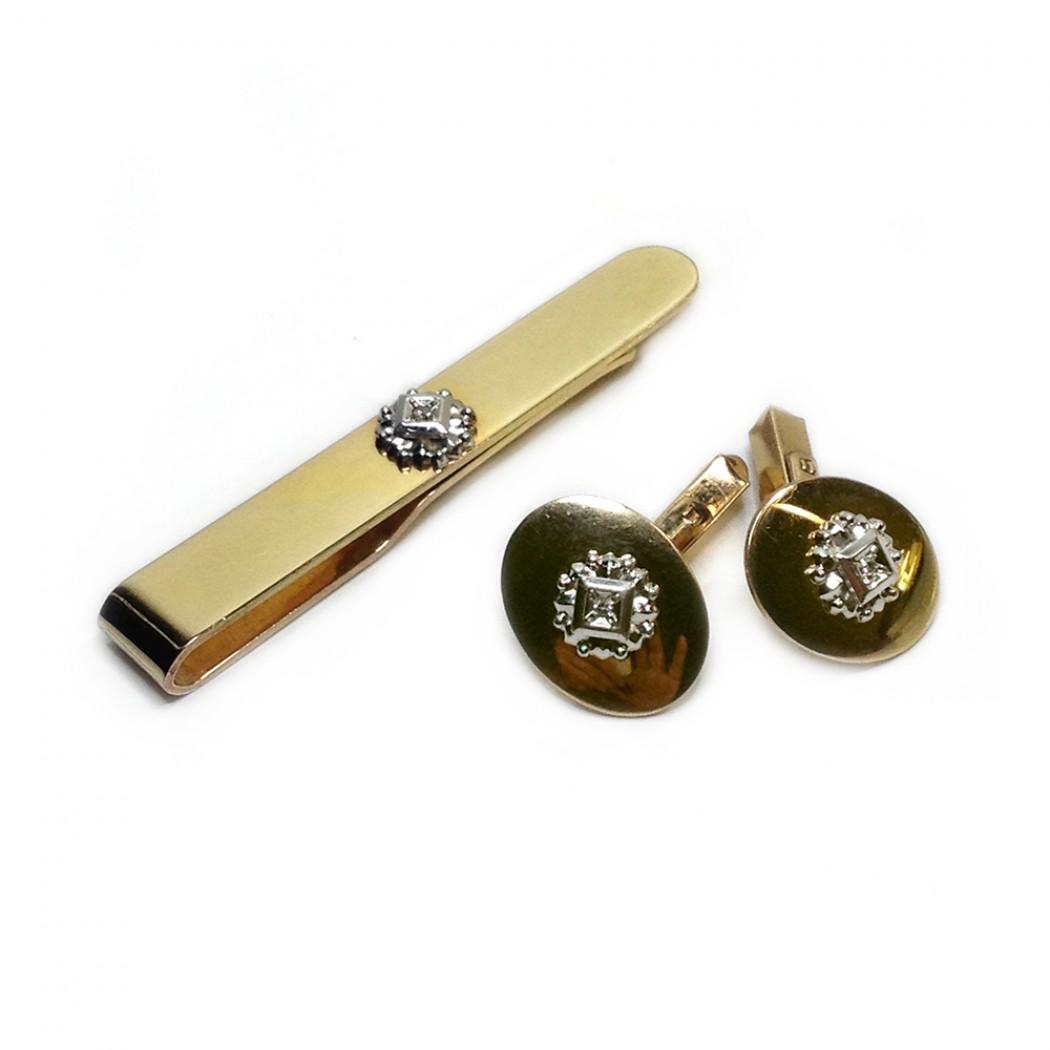 Diamond Gold-Filled Tie Bar and Cufflink Set (1 of 3)