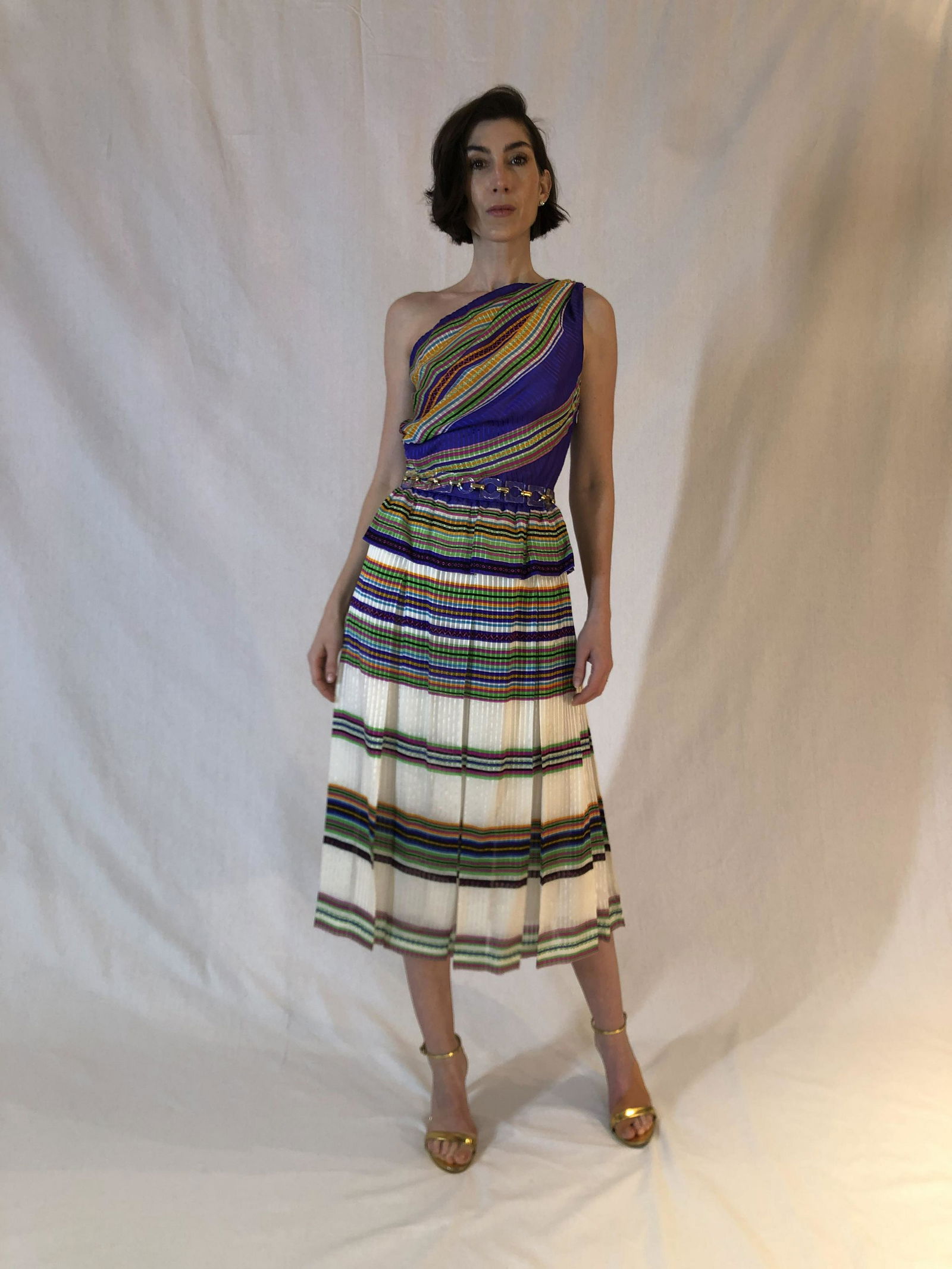70s Paul-Louis Orrier couture one-shoulder peplum dress (1 of 3)