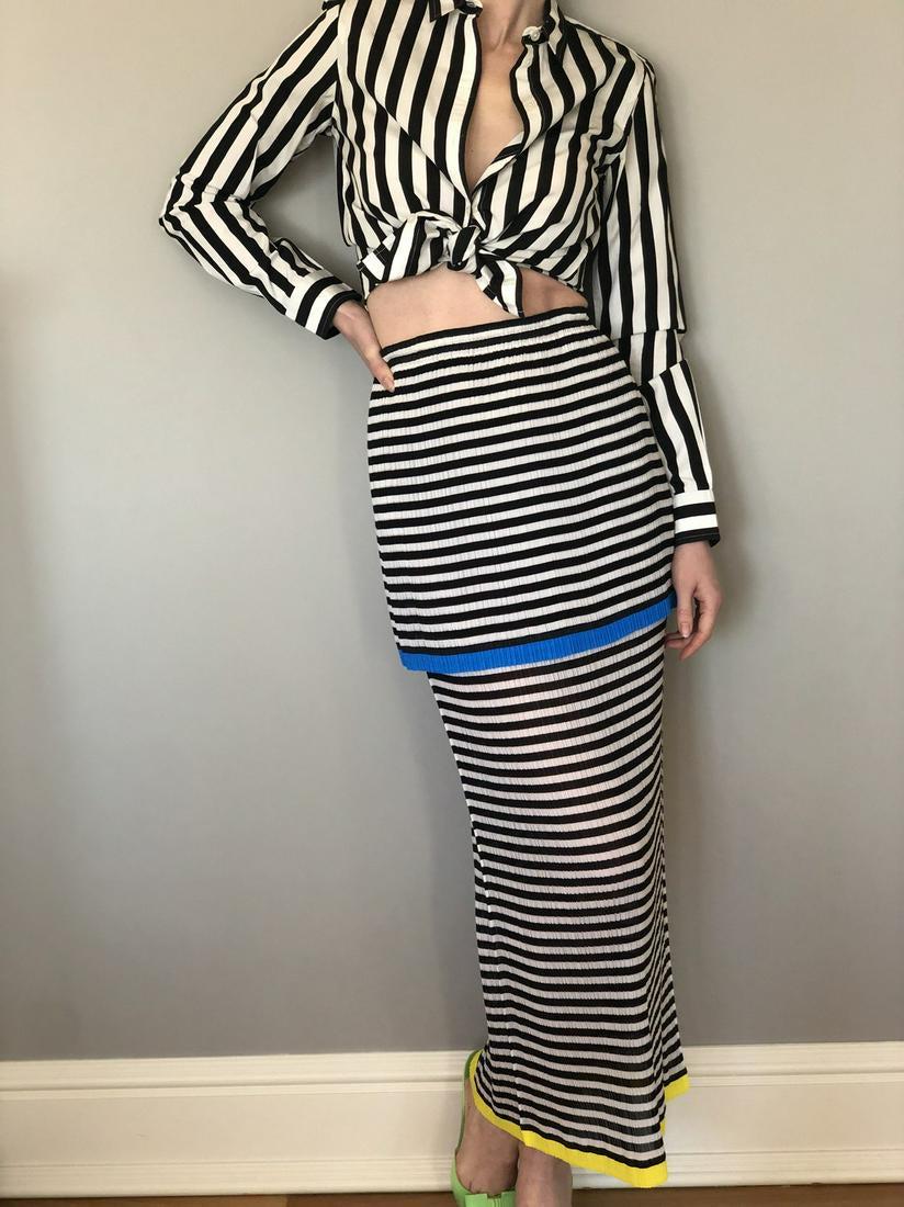 Issey Miyake black and white tiered skirt (1 of 2)