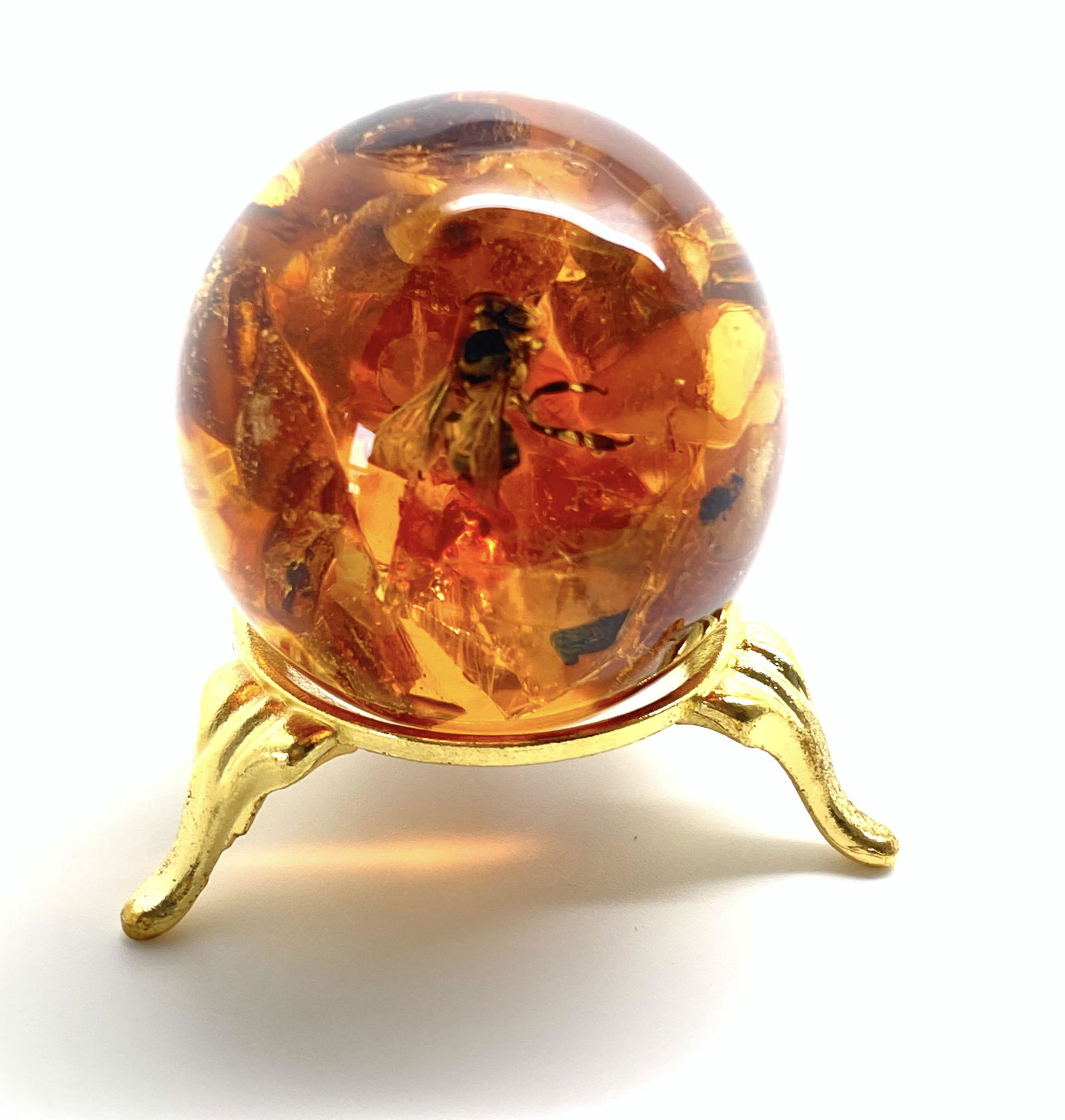 Fascinating Amber Egg on a pedestal with insect (1 of 10)