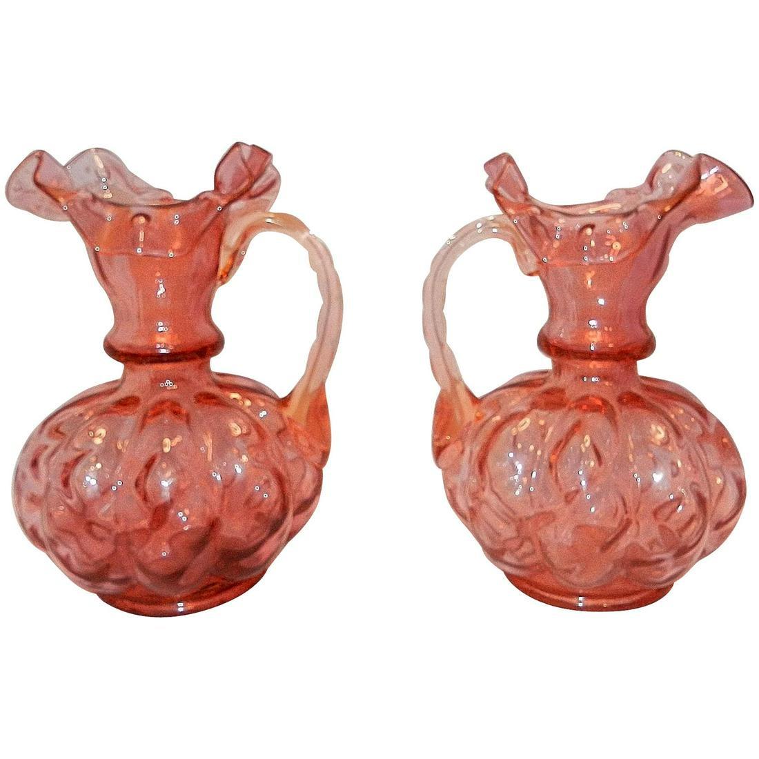 Vintage Fenton Cranberry Melon Diamond Optic Overlay (1 of 9)