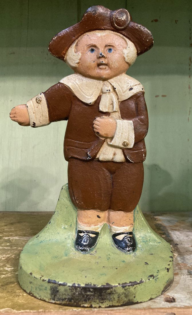 Antique Cjo Cast Iron Colonial Pilgrim Boy Doorstop (1 of 9)