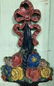 Antique Large "mixed Flowers In Wicker Basket With Bow" - 2