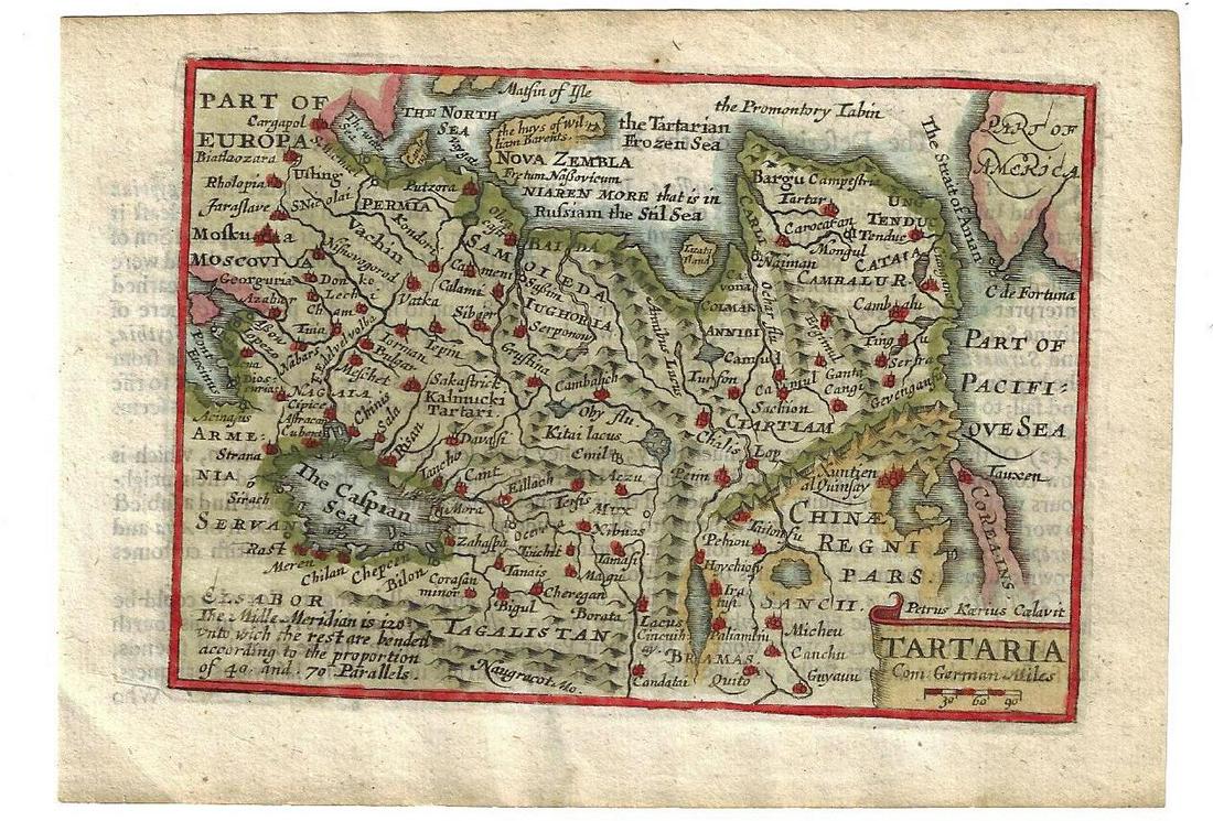 18th C Handcolored Map of Tartaria America (1 of 2)