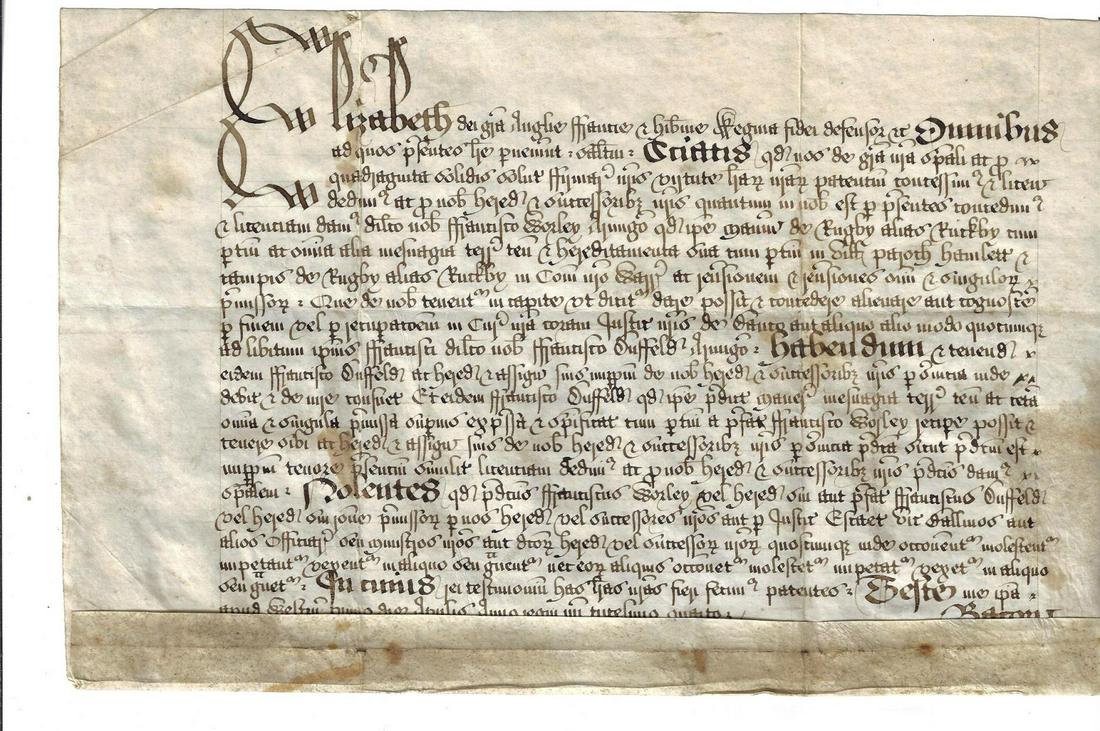 1593 Beautifully Penned Elizabethan Alienation (1 of 2)