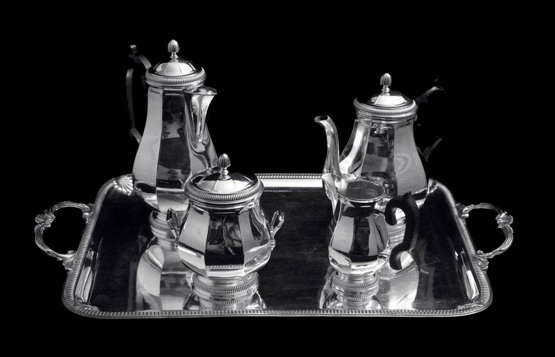 Puiforcat 5pc. Art Deco Sterling Silver Tea Set: Title: Puiforcat 5pc. Art Deco Sterling Silver Tea SetDescription: Direct from Paris, A Superb, 5pc. 20th Century, Original French Art Deco Sterling Silver Tea Set, by the World's Premier French Silve