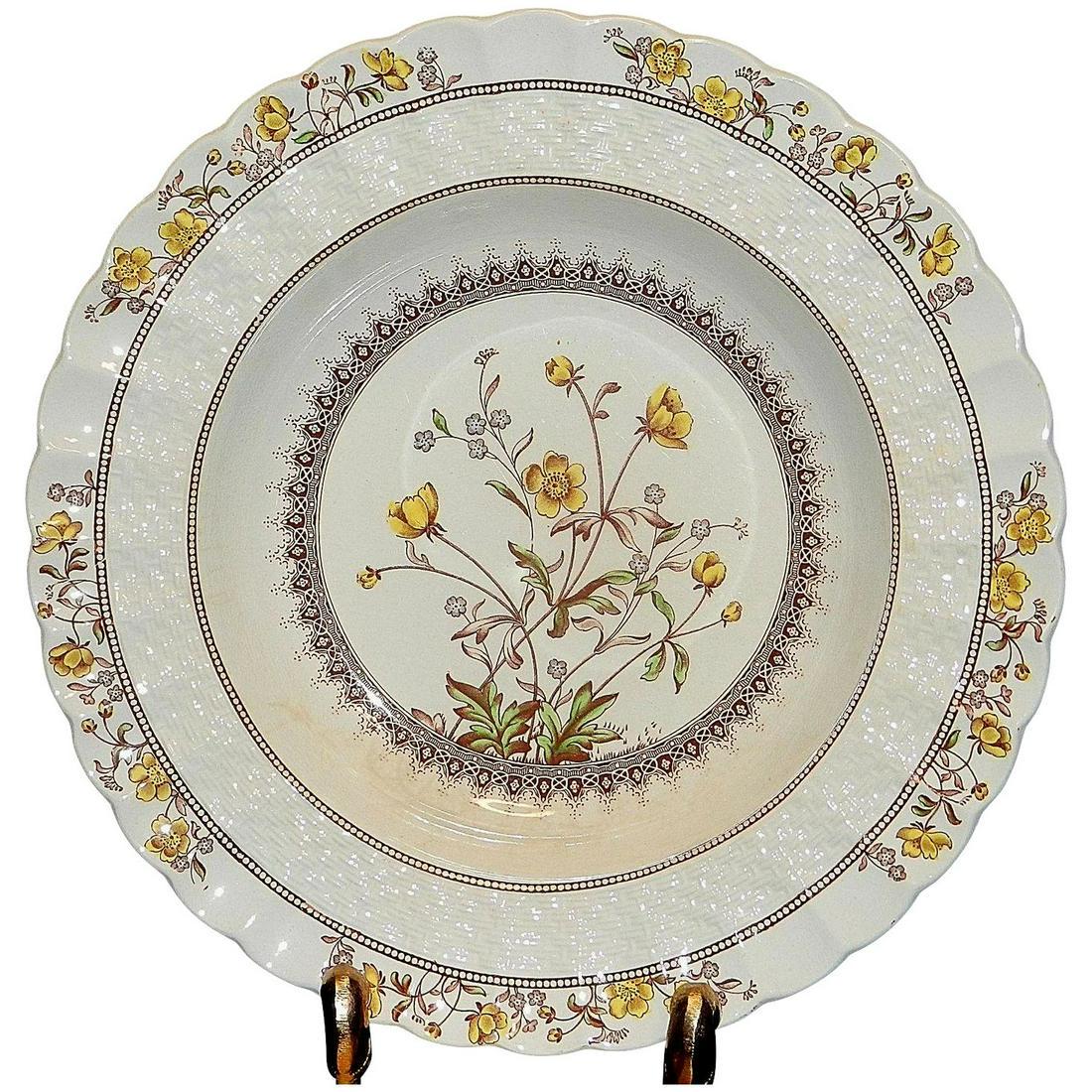 Vintage Buttercup Large Rim Soup Bowl by Spode Copeland: This pair of Vintage Buttercup Large Rim Soup Bowl by Spode Copeland China England are in very good to excellent condition. There is some crazing but NO chips, cracks, or flea bites on the pair. There