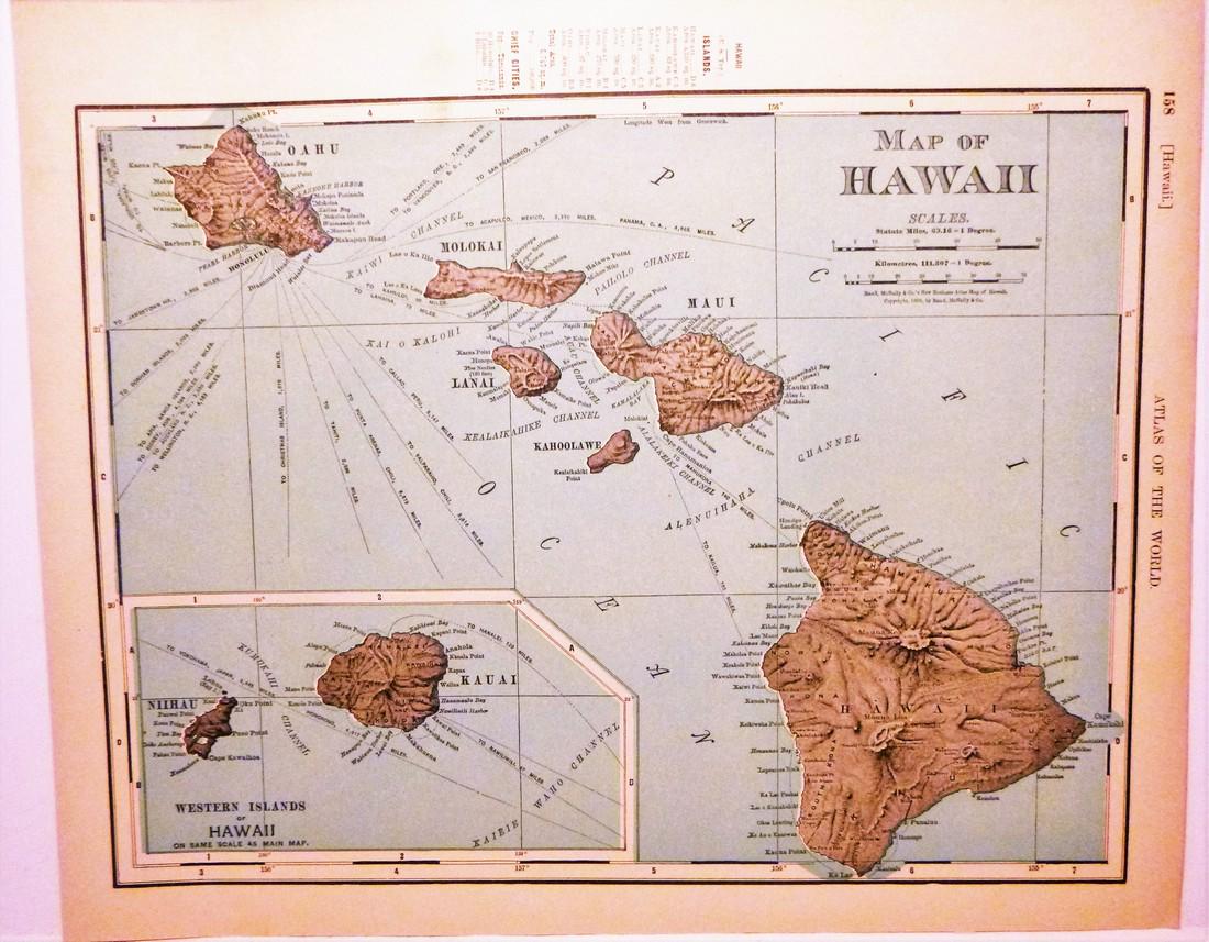 Hawaii 1900: Title/Content of Map: Hawaii 1900 Date Printed: 1900 Material/Medium: Paper Size: approx. 10.5x 13.5 inches Additional Info: Philadelphia Public Ledger Unrivaled Atlas, prepared by Rand McNally Reserv