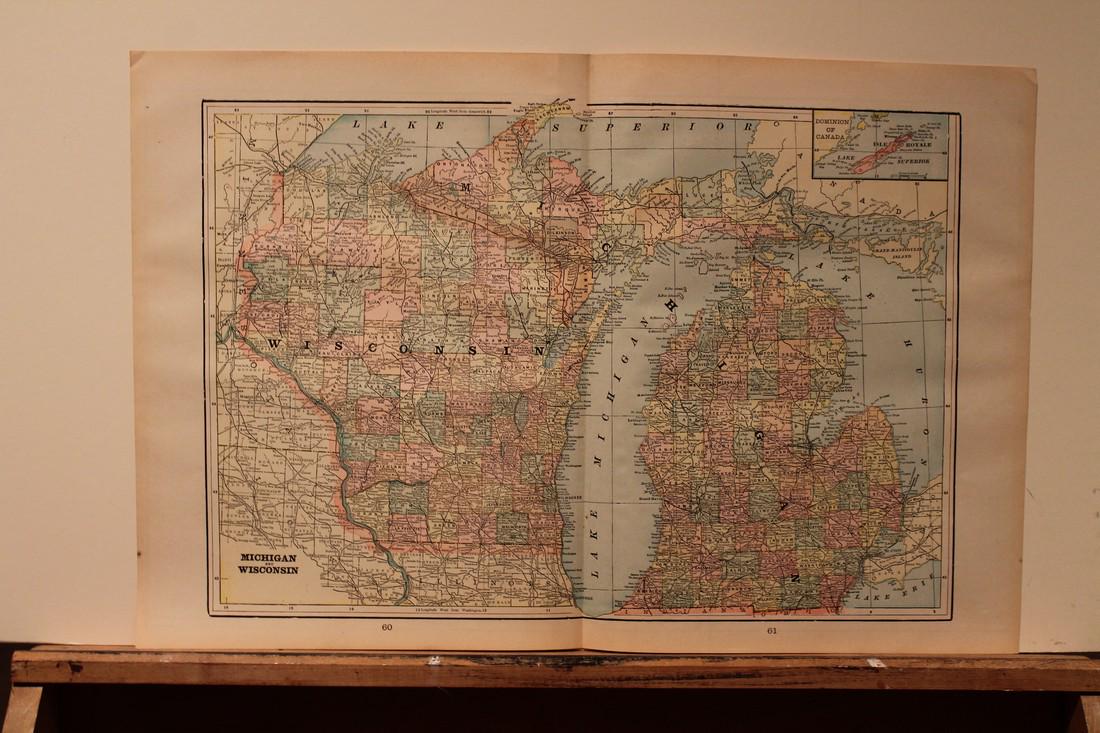 1889 Map of Michigan and Wisconsin (1 of 3)